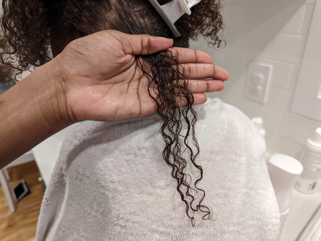 Eliana's biracial curly hair after wash